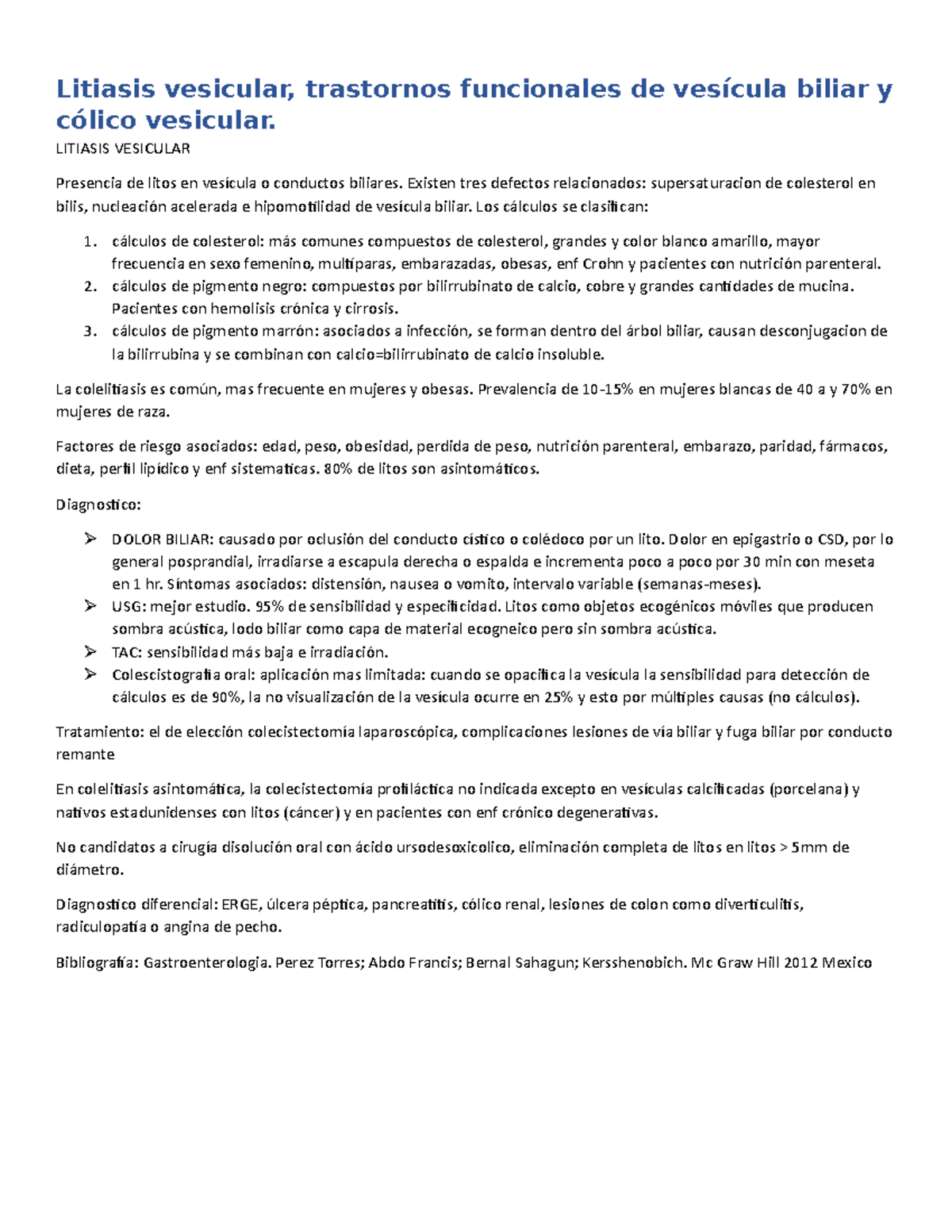 Colelitiasis por perdida de peso