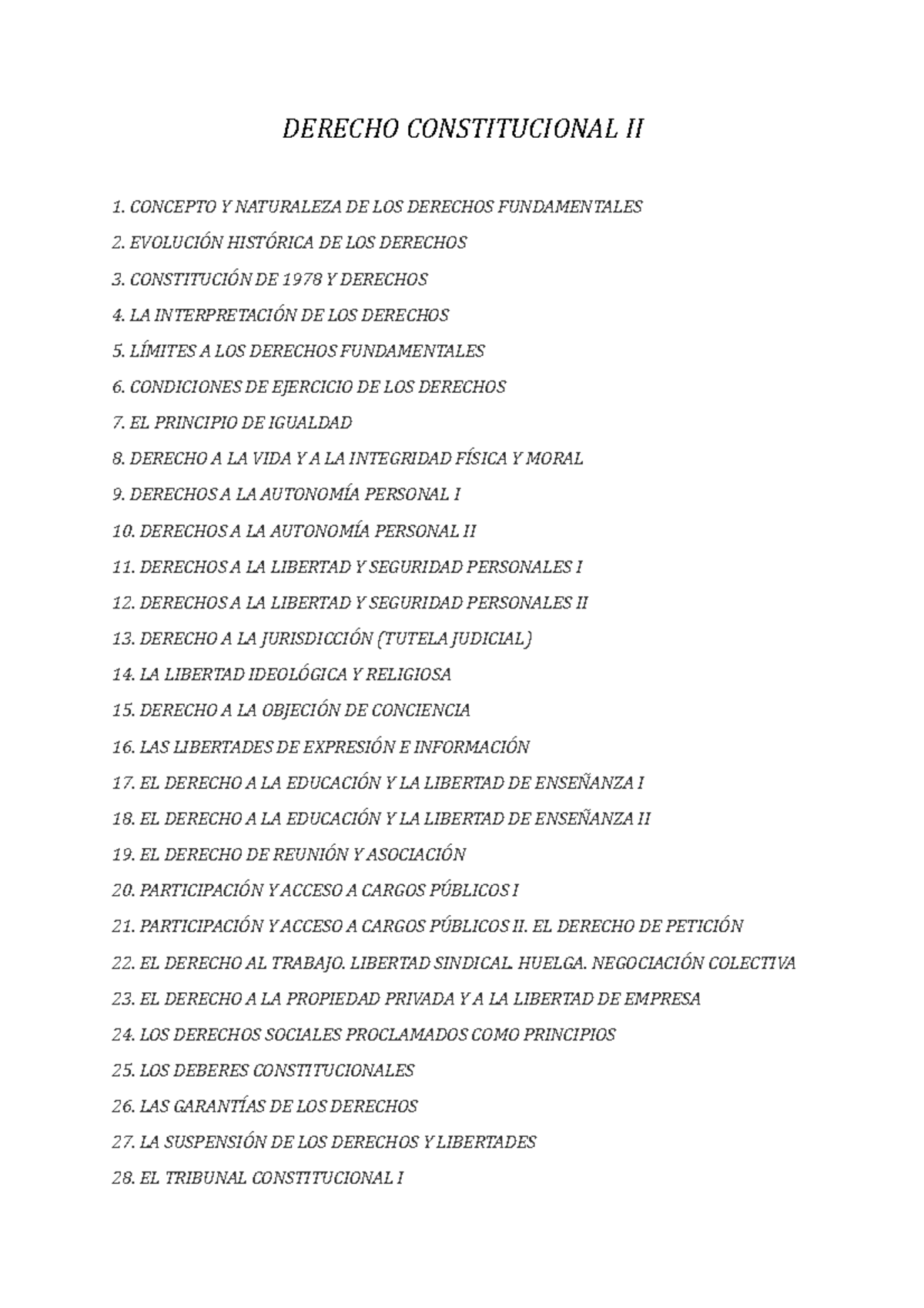 Constitucional Apuntes - DERECHO CONSTITUCIONAL II 1. CONCEPTO Y ...