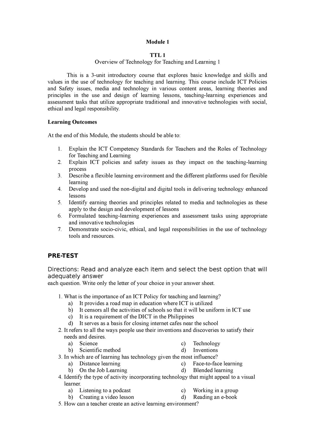 TTL1-M1 - Happy - Module 1 TTL 1 Overview Of Technology For Teaching ...