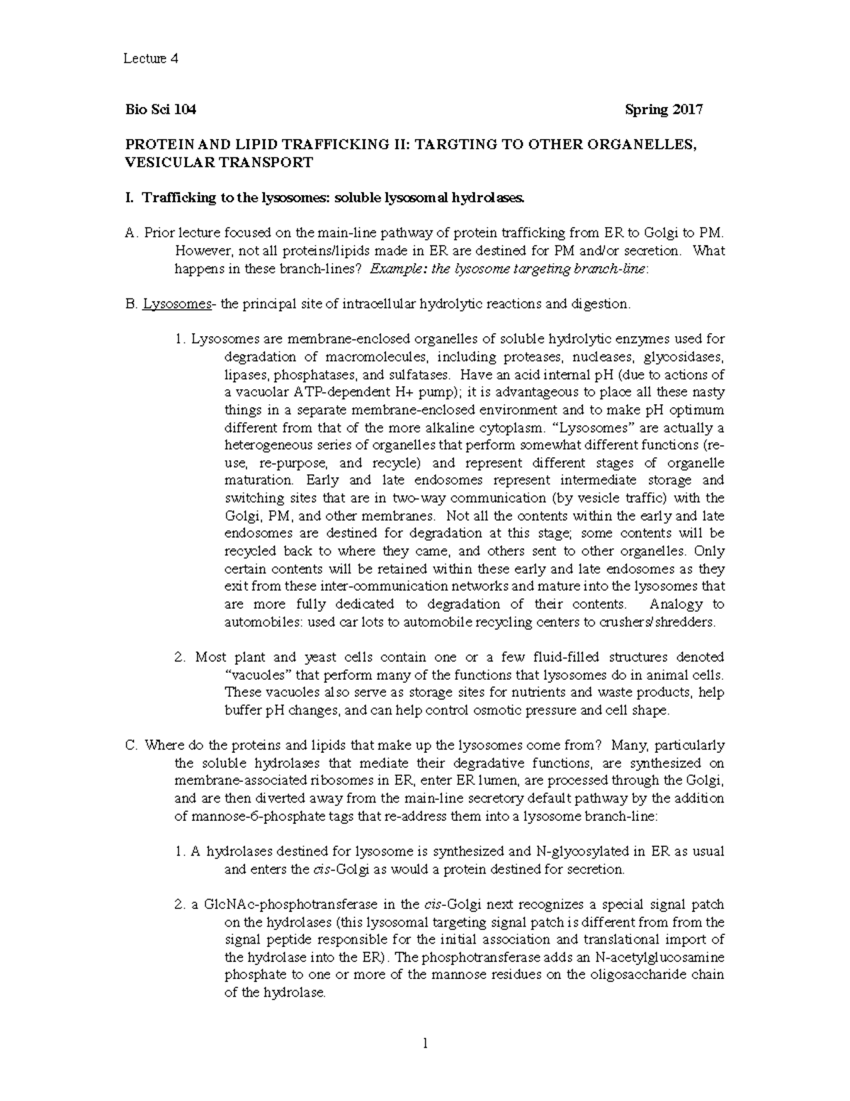 Lecture+4-2017 - Lecture notes 4 - Lecture 4 Bio Sci 104 Spring 2017 ...