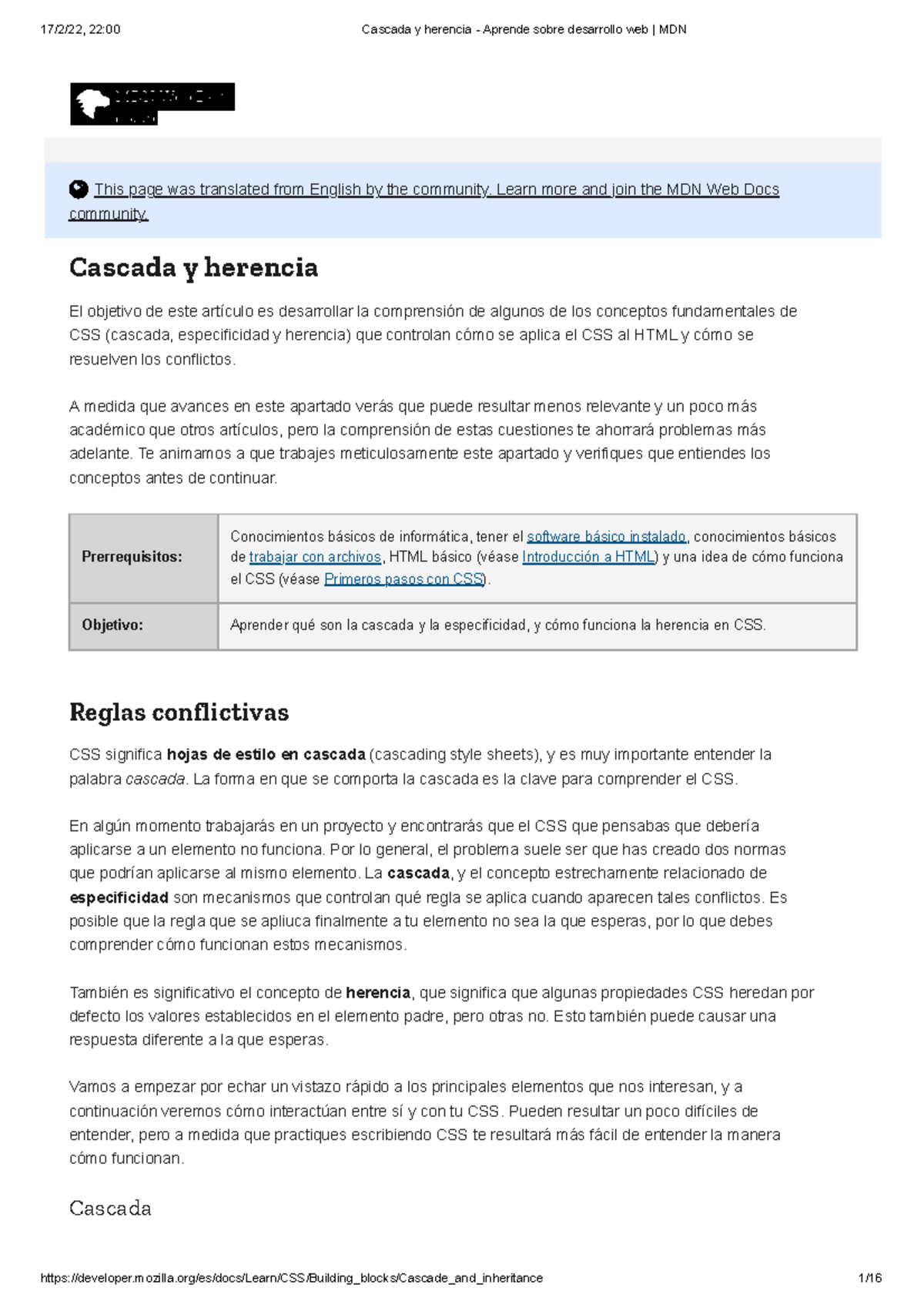 Cascada Y Herencia - Aprende Sobre Desarrollo Web MDN - This Page Was ...