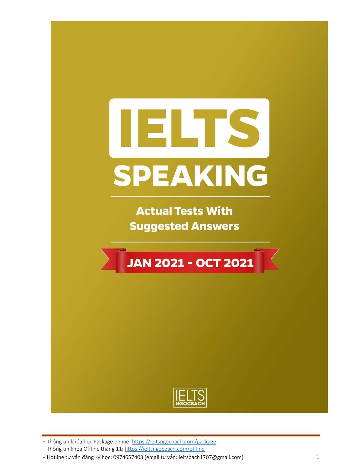 Ielts Speaking Recent Actual Tests With Suggested Answers By Ngoc Bach ...