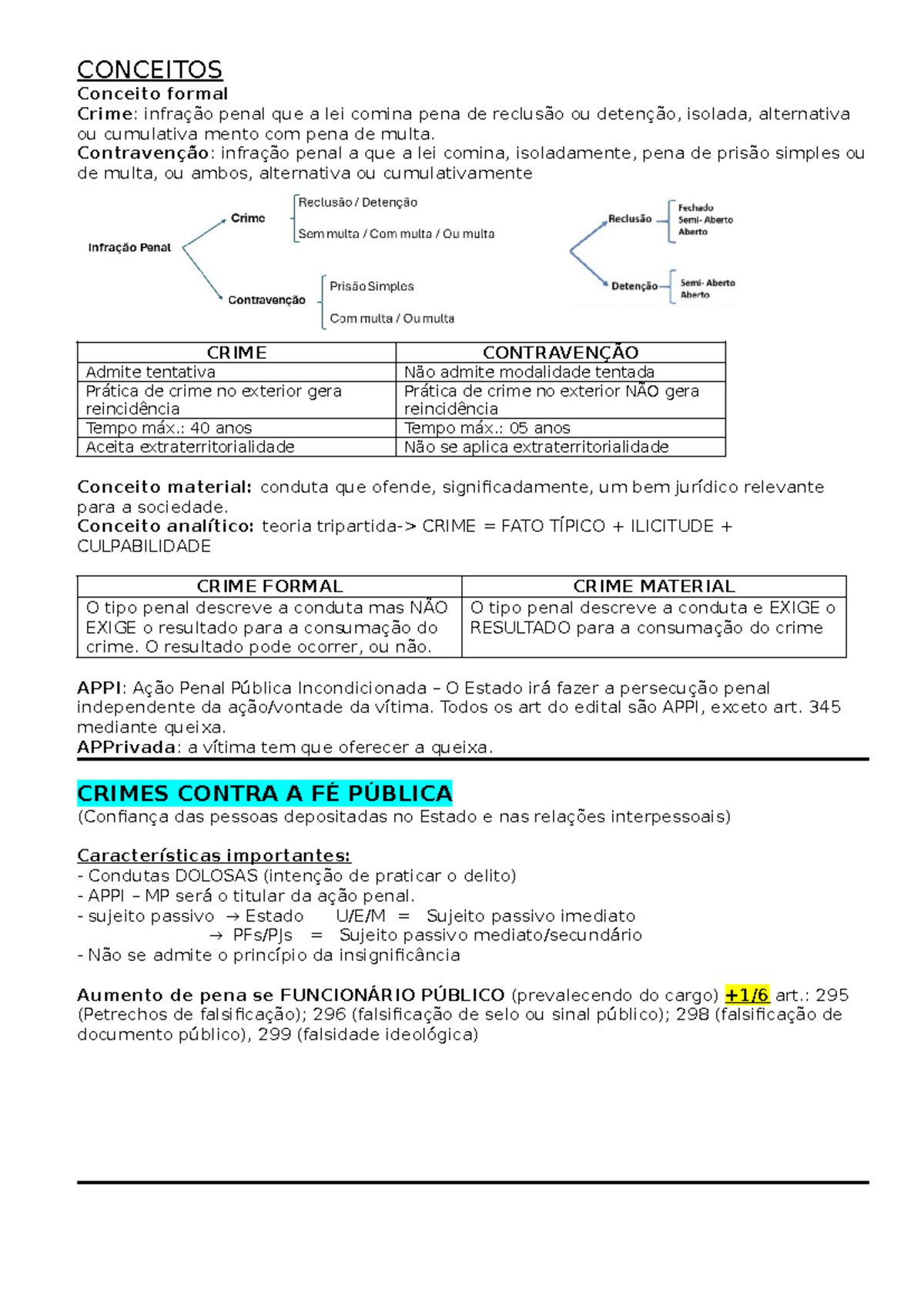 Resumo DP - CONCEITOS Conceito formal Crime: infração penal que a lei ...