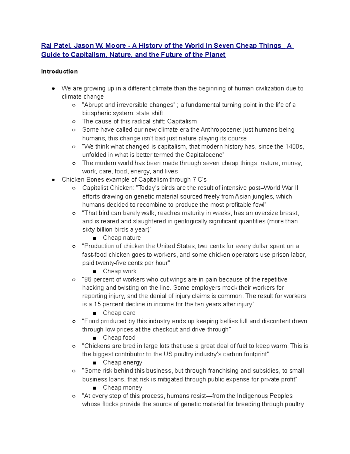 Module 4 Raj Patel, Jason W. Moore A History of the World in Seven