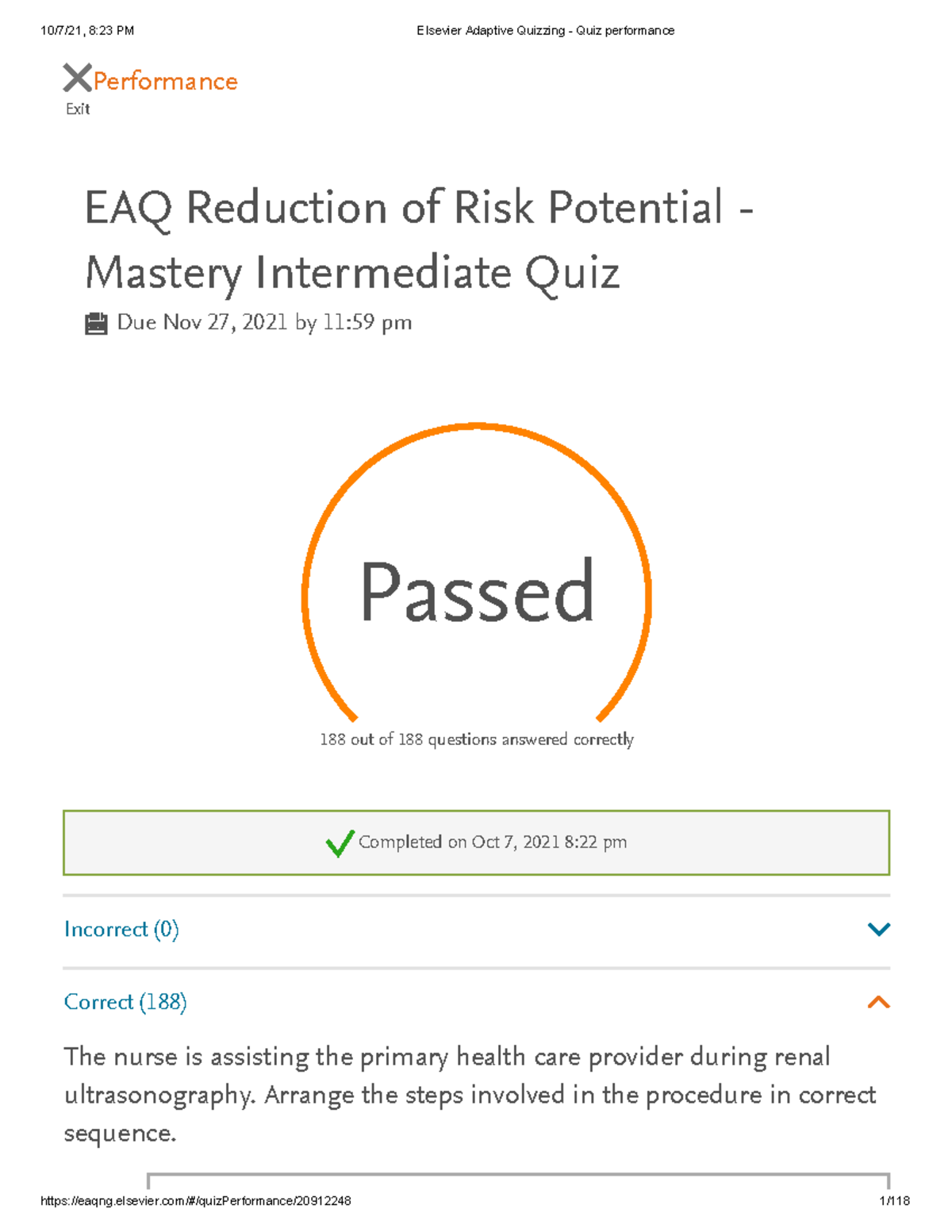 EAQ Reduction Of Risk Intermediate - ####### Exit Performance EAQ ...