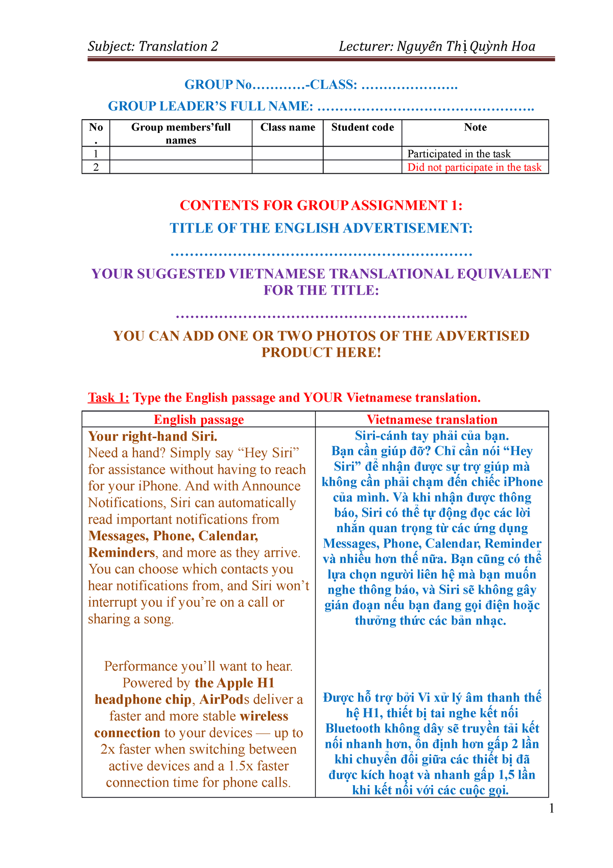 temporary assignment translation