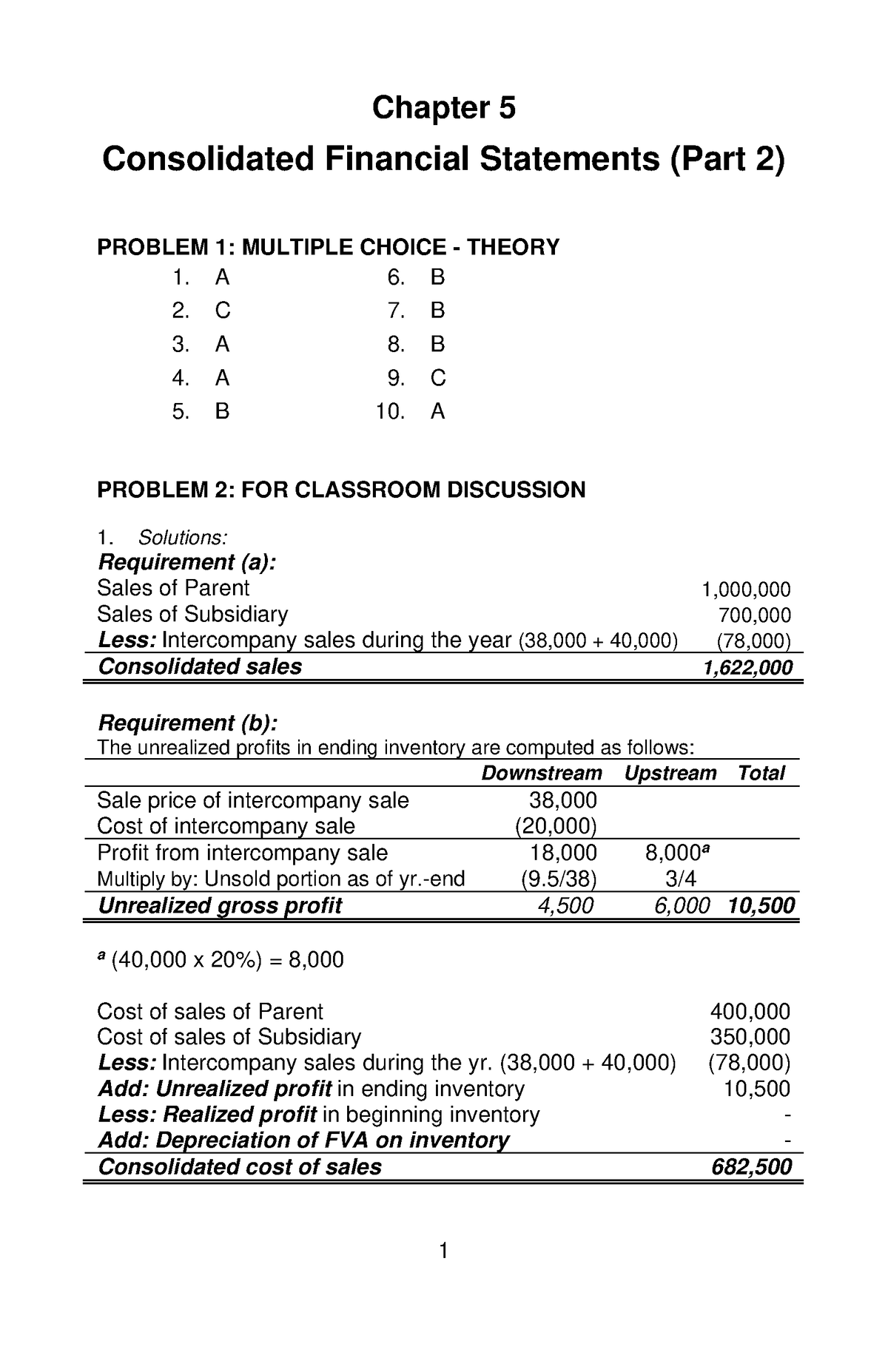 Chapter 5- Consolidated Financial Statements (Part 2) - A 6. B 2. C 7 ...