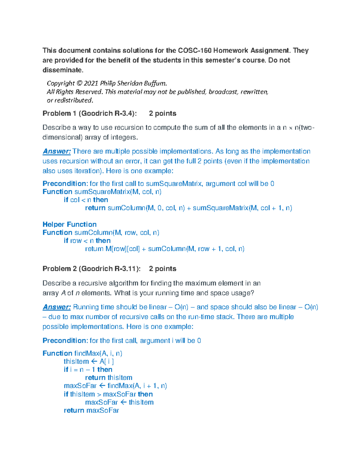 Computer Science 101 HW01 solutions - This document contains solutions ...