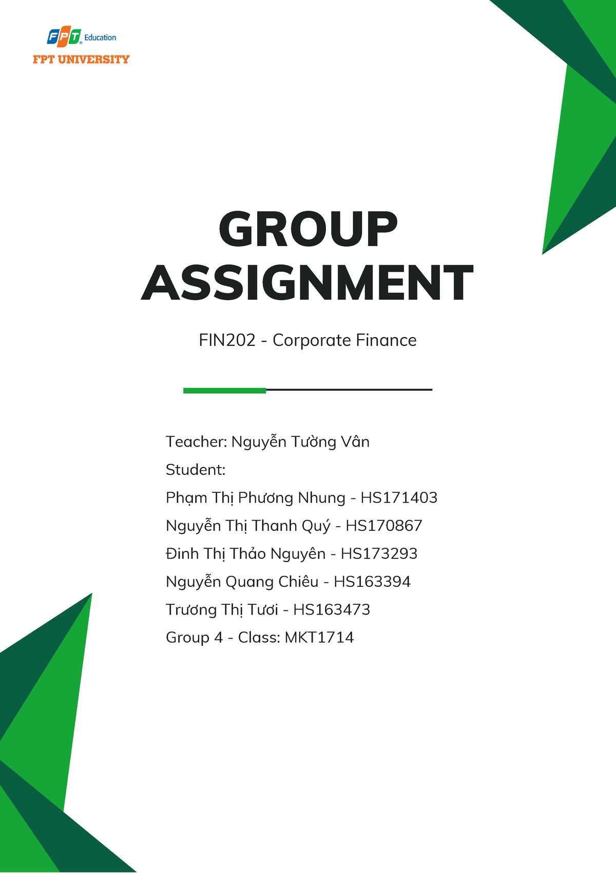 group assignment fin202