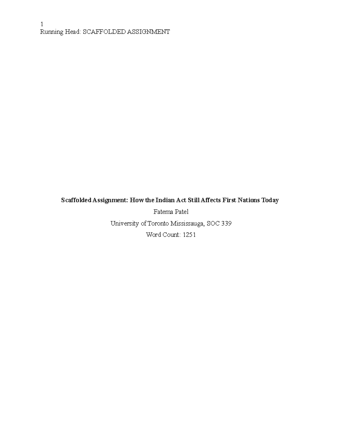 Scaffolded assignment - Running Head: SCAFFOLDED ASSIGNMENT Scaffolded ...