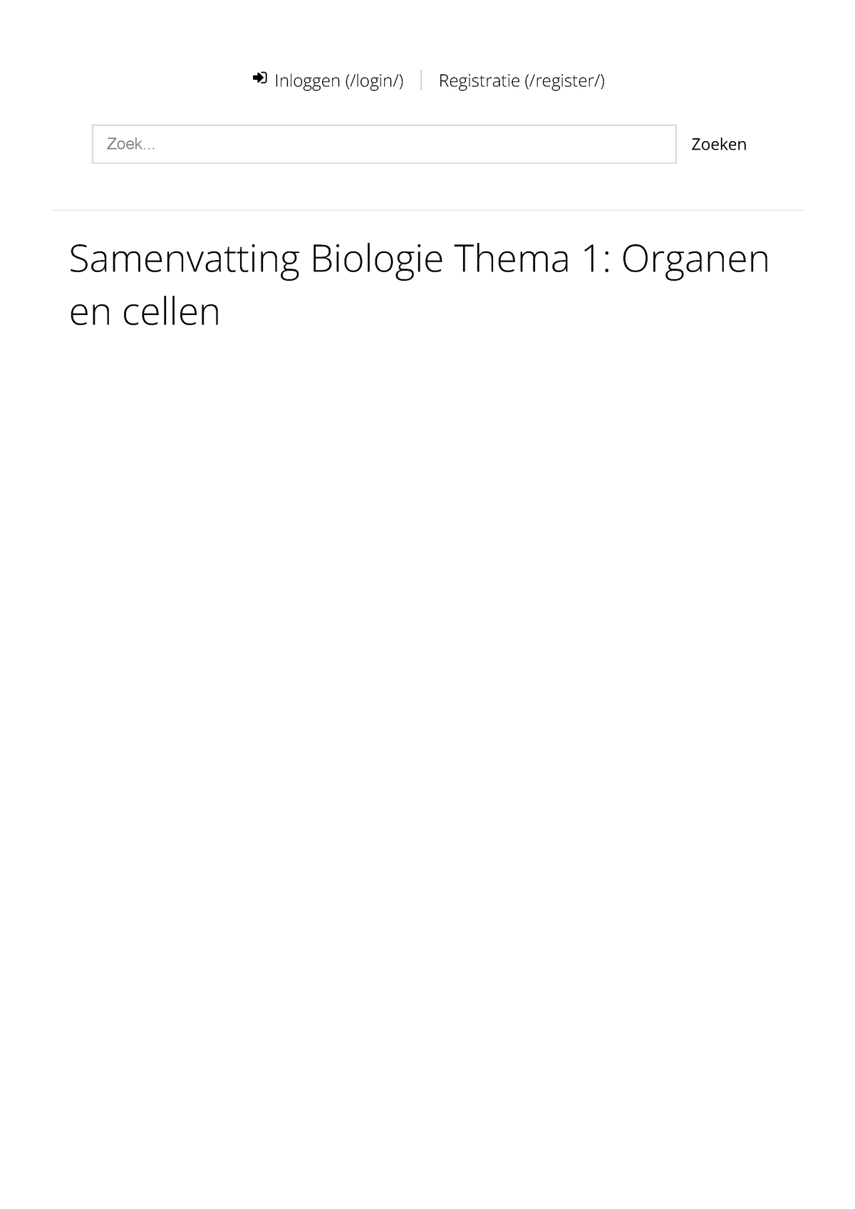 Samenvatting Biologie Thema 1- Organen En Cellen - PDF Gratis Download ...