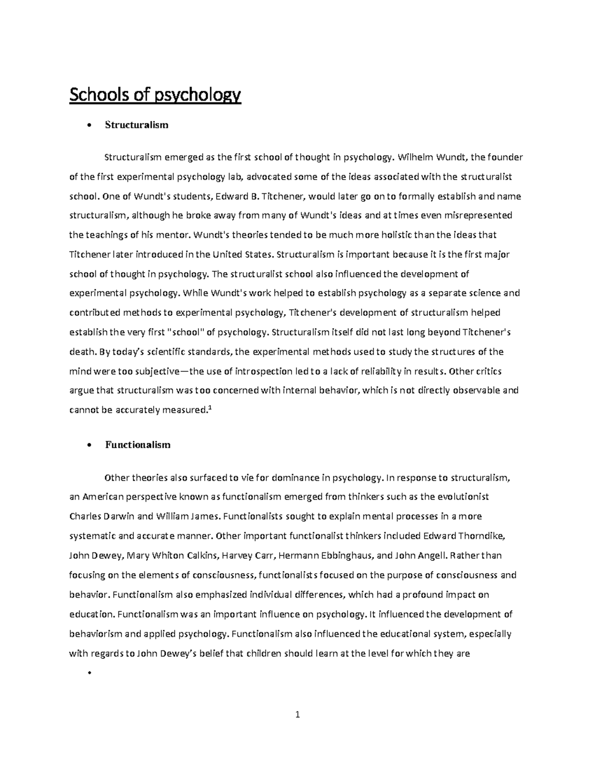 Schools of psychology • Schools of psychology Structuralism