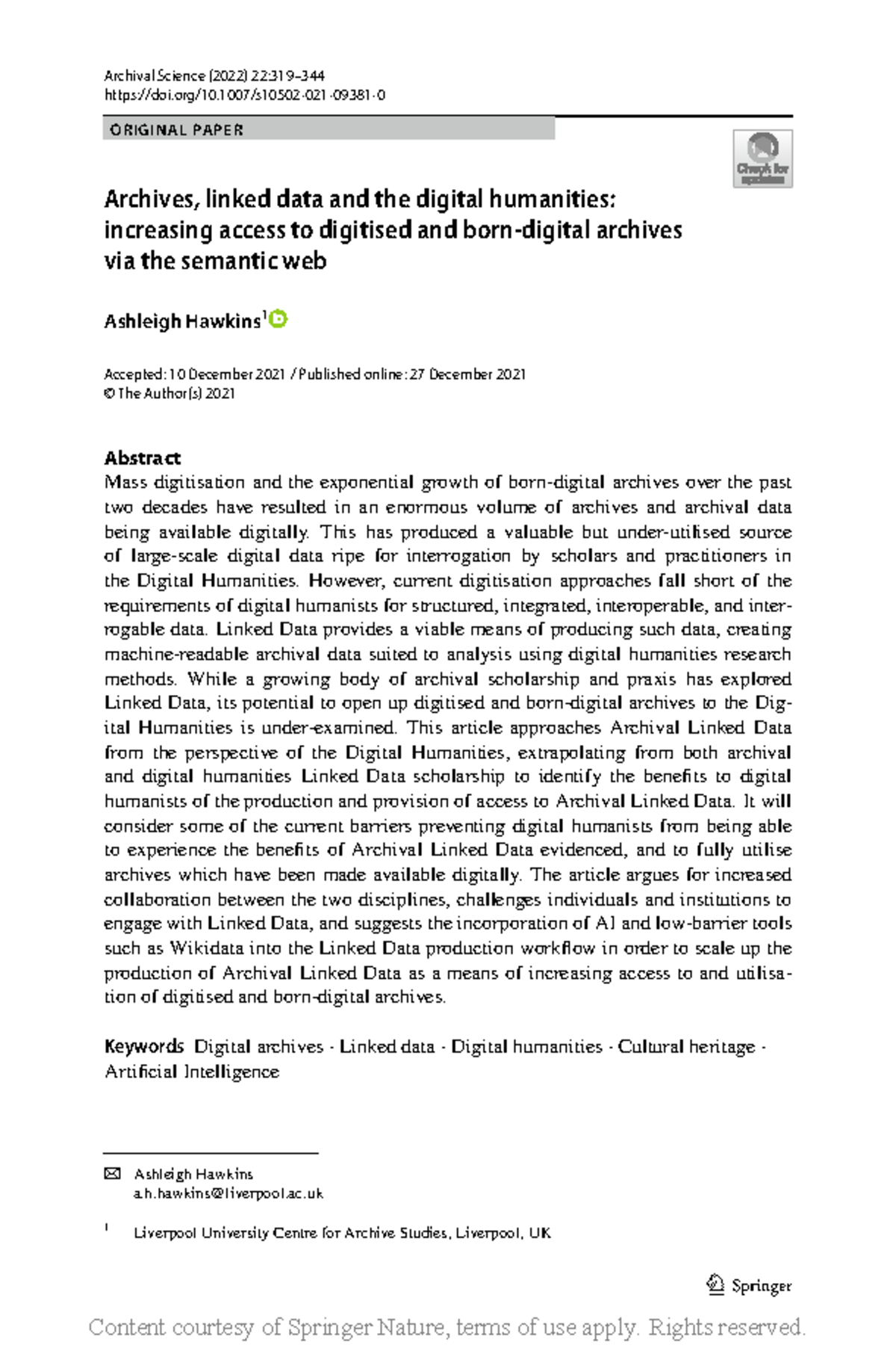 Archives linked data and the digital humanities in - Vol.:(0123456789 ...