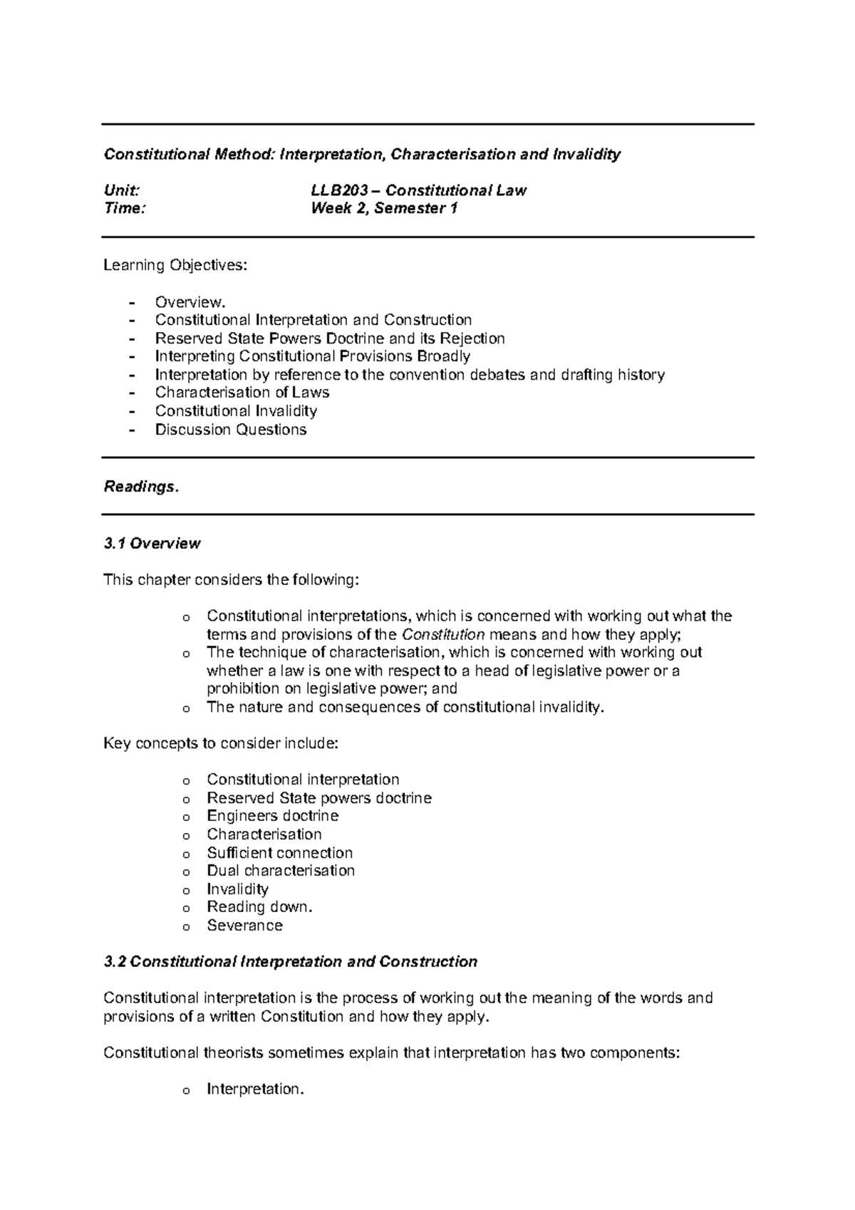 2. Constitutional Method- Interpretation, Characterisation and ...