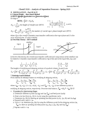 Hmwk 7 - homework problem set - ChemE 3320 - Analysis of Separation ...