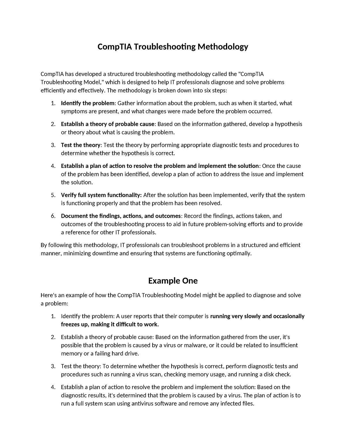 Comp TIA Troubleshooting Methodology - CompTIA Troubleshooting ...