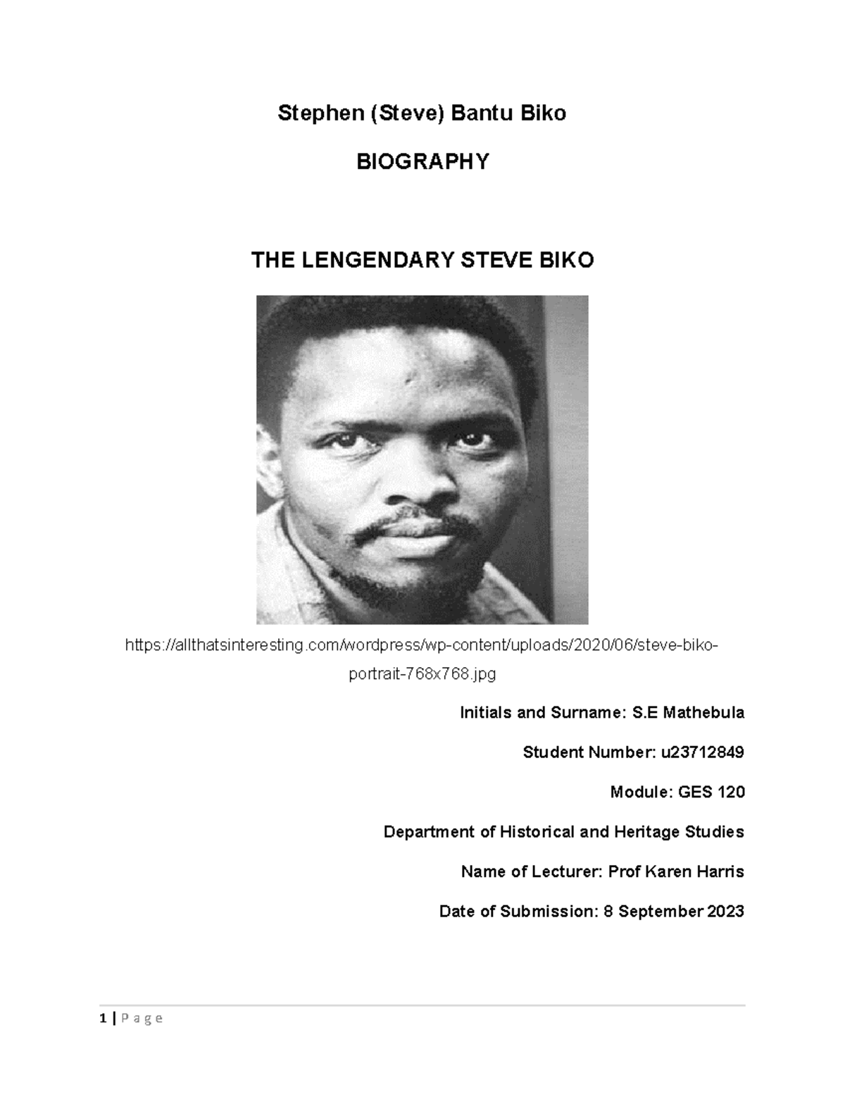 Steve Biko Biography - Stephen (Steve) Bantu Biko BIOGRAPHY THE ...