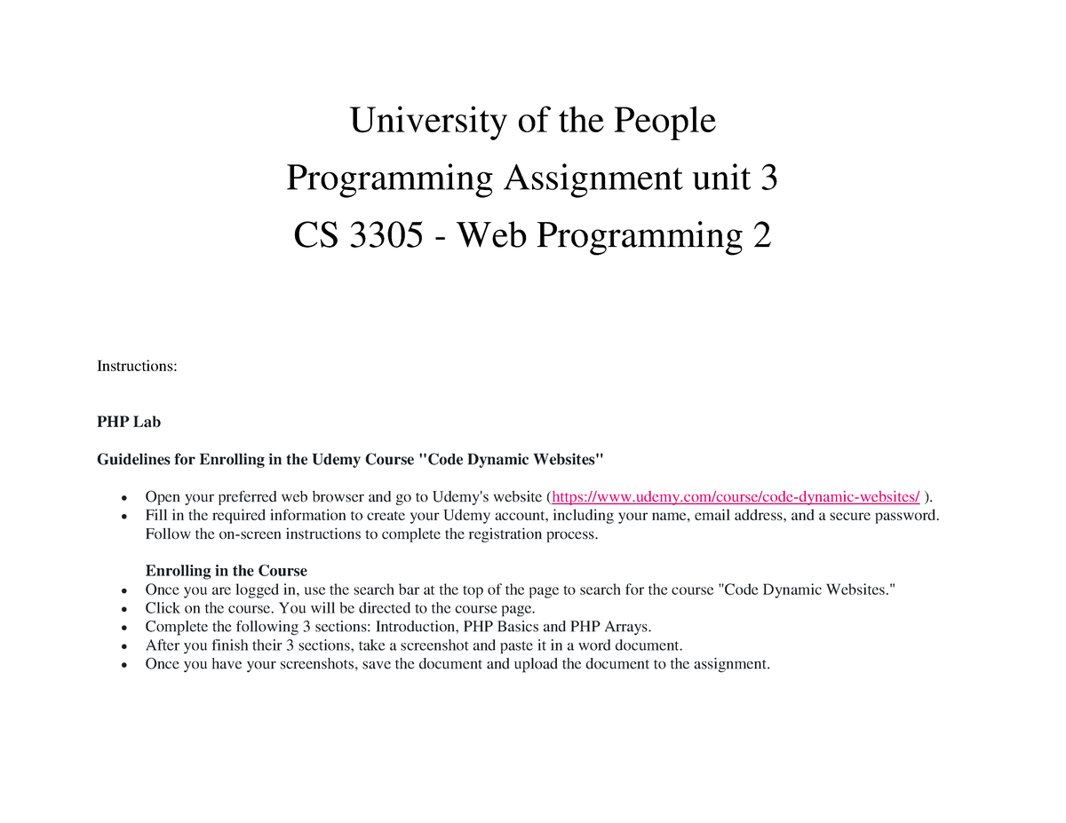 CS 3305 Prog Assignment Unit 3 - University Of The People Programming ...