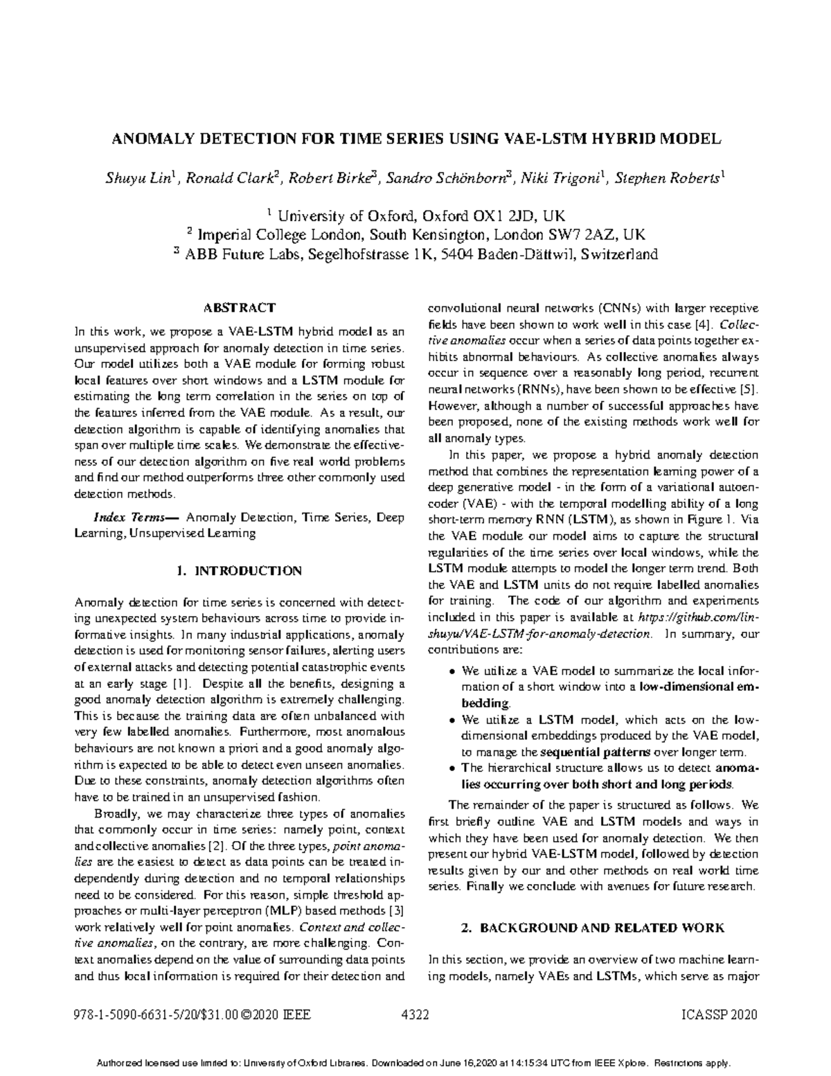 Anomaly Detection FOR TIME Series Using VAE LSTM Hybrid Model - ANOMALY ...