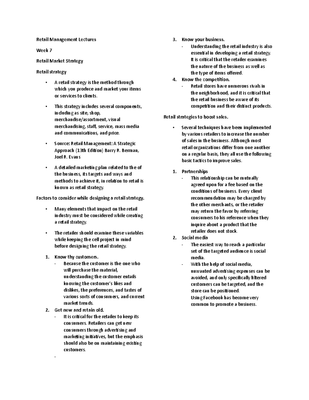 Retail Management Lectures - This strategy includes several components ...