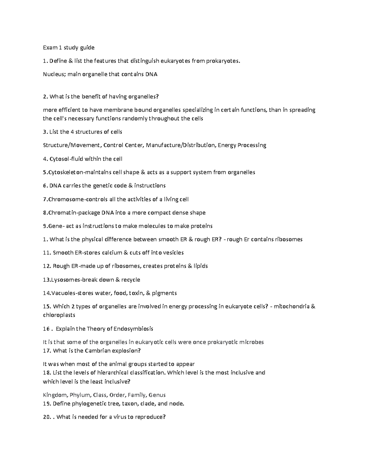 Bio exam 1 biology 100 Exam 1 study guide Define & list the