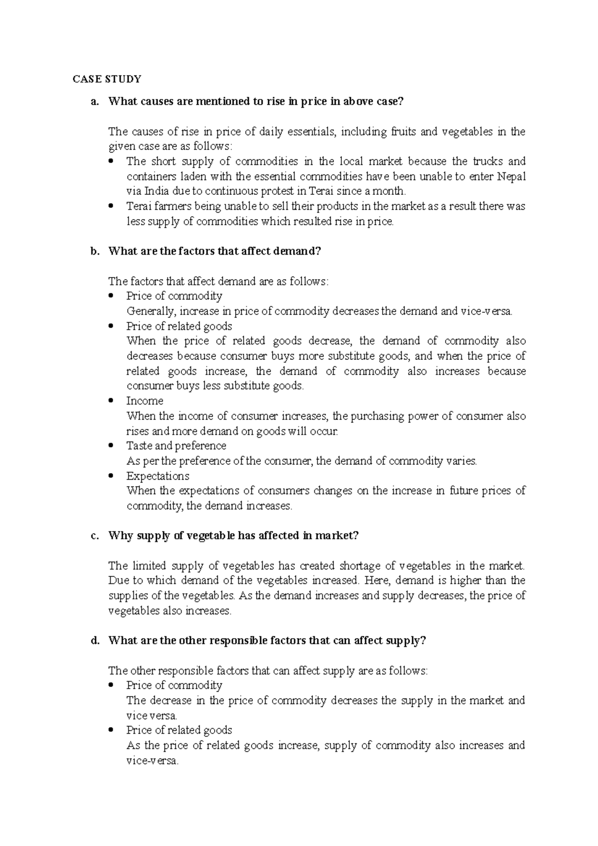 business economics assignment topics