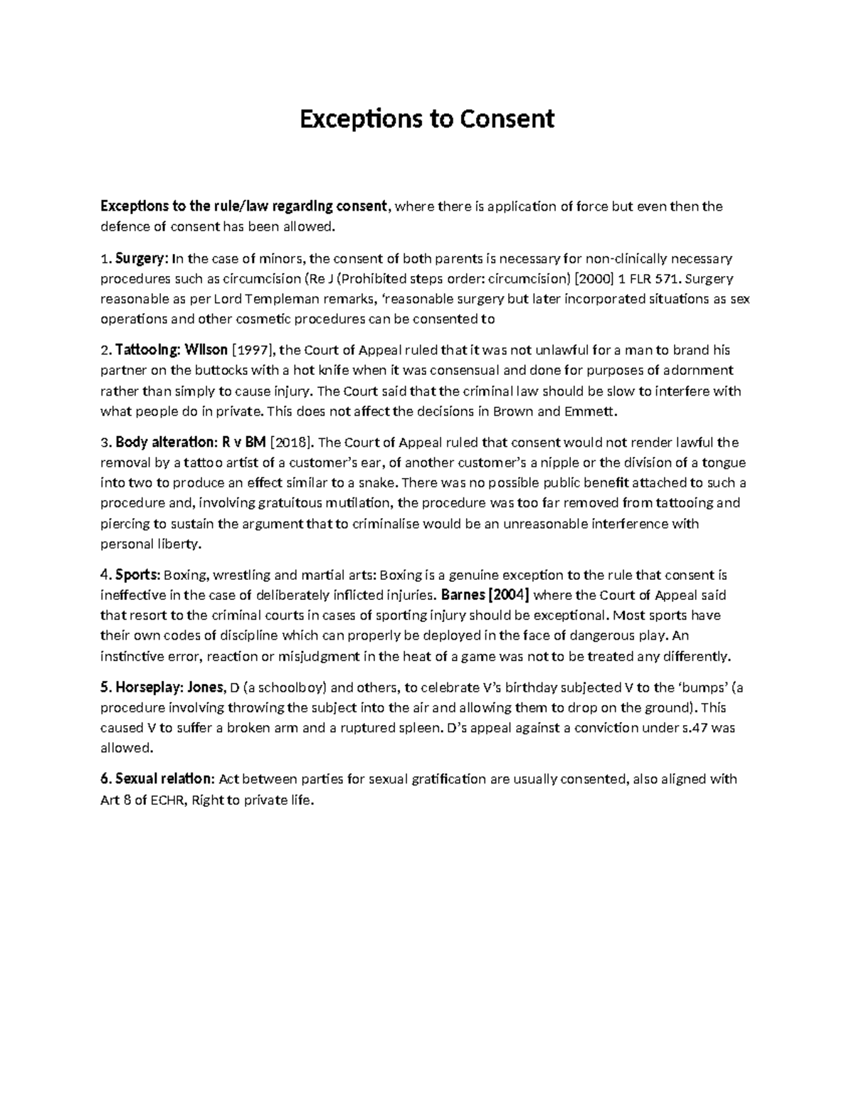 Exception to Consent - Exceptions to Consent Exceptions to the rule/law ...