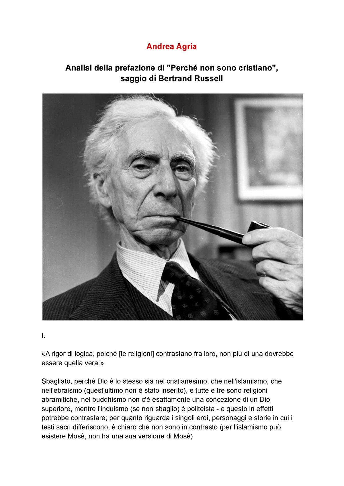 Citazioni di Bertrand Russell sulla religione