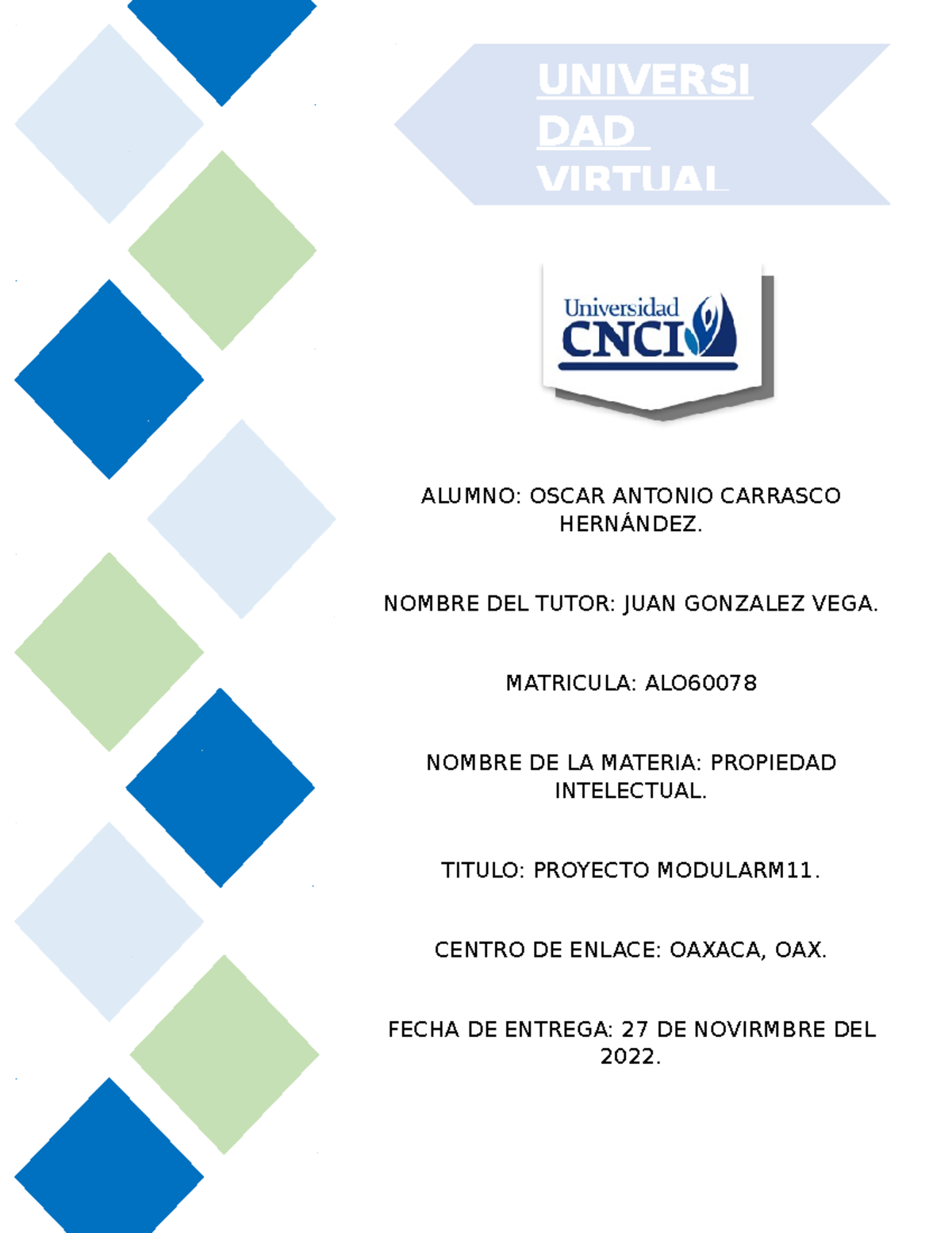 Propiedad Intelectual Proyecto Modular - UNIVERSI DAD VIRTUAL ALUMNO ...
