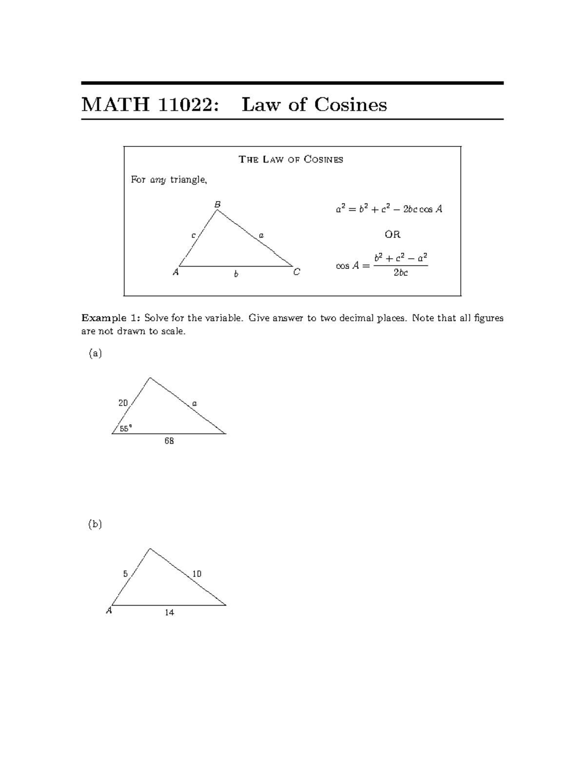 law-of-cosines-math-11022-law-of-cosines-the-law-of-cosines