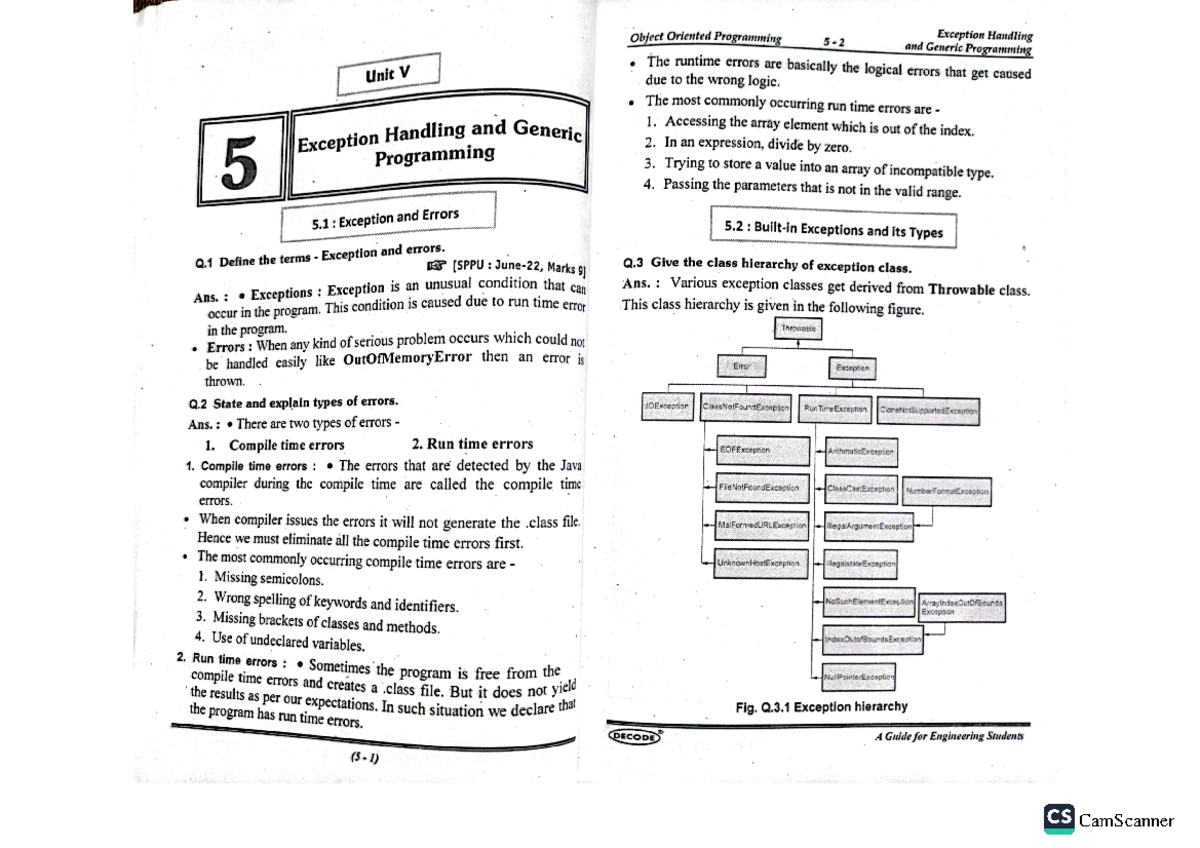 OOP Decode Unit-05 - Object Oriented Programming Exception Handling and ...