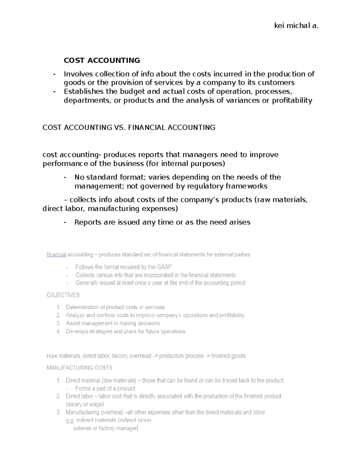 COST ACC Discussion Notes CHAP 1-3 - COST ACCOUNTING Involves ...