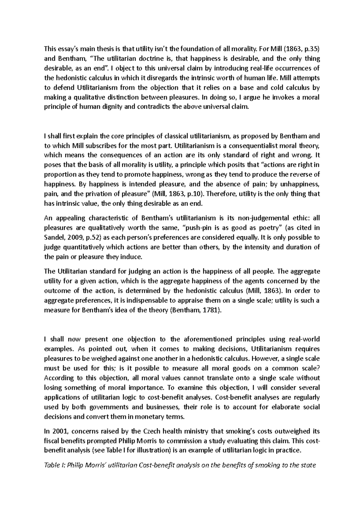 PH103 1st Summative - This essay’s main thesis is that utility isn’t ...