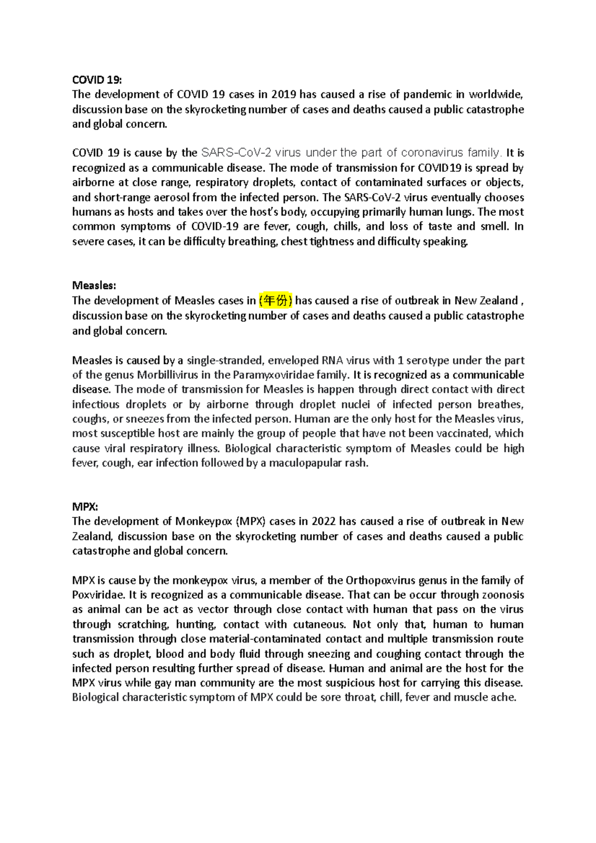 2022 Final notes - COVID 19: The development of COVID 19 cases in 2019 ...