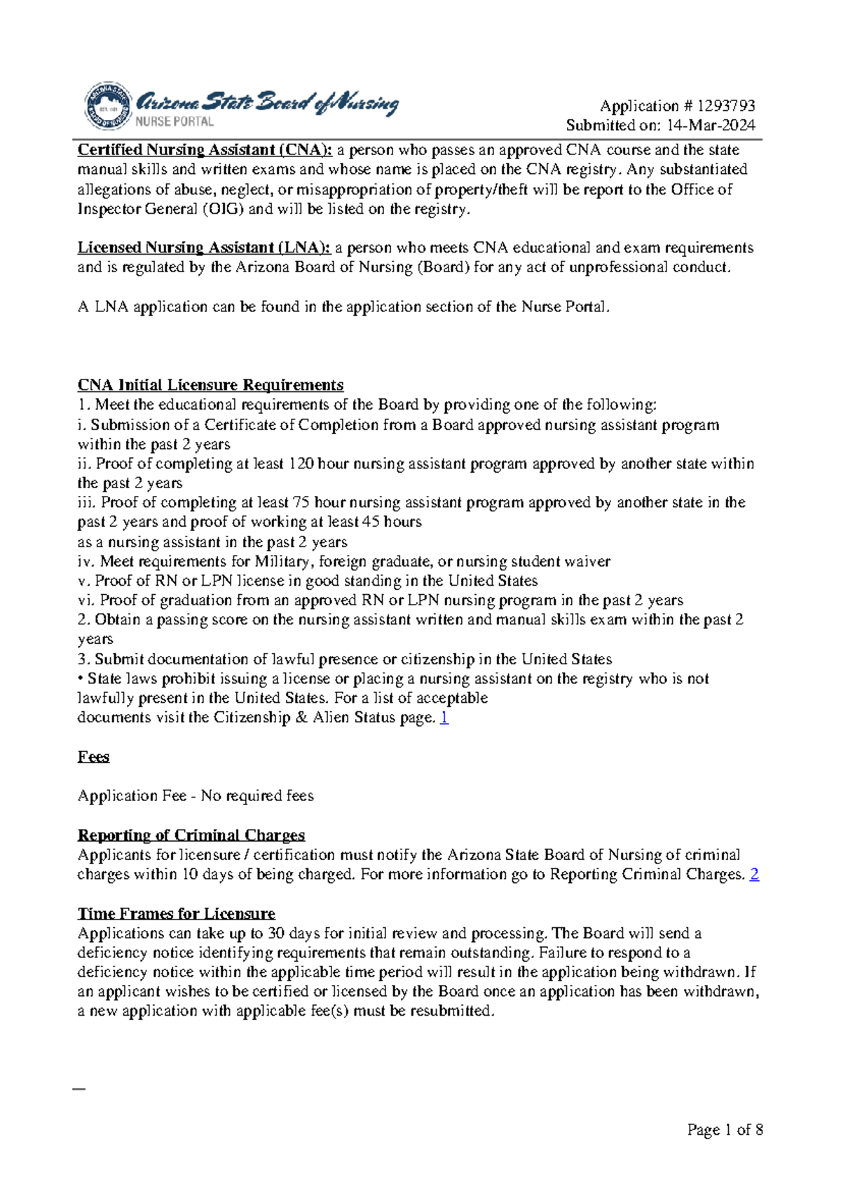 License Application 1293793 - Submitted on: 14-Mar- Certified Nursing ...