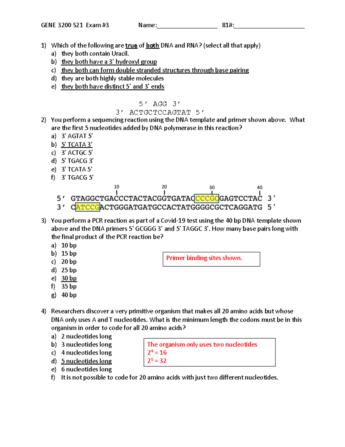 3200 S21 Exam 3 (Key) Genetics For Practice - Which Of The Following ...