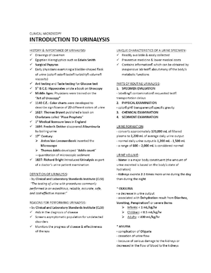 CM - 2 Renal Physiology - Lecture Notes - Clinical Microscopy - Studocu