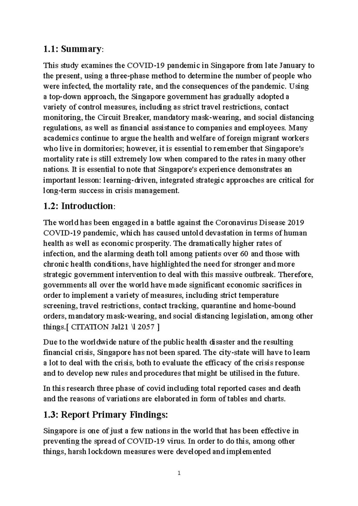 Analysis of Covid-19 in singapore - 1: Summary : This study examines ...