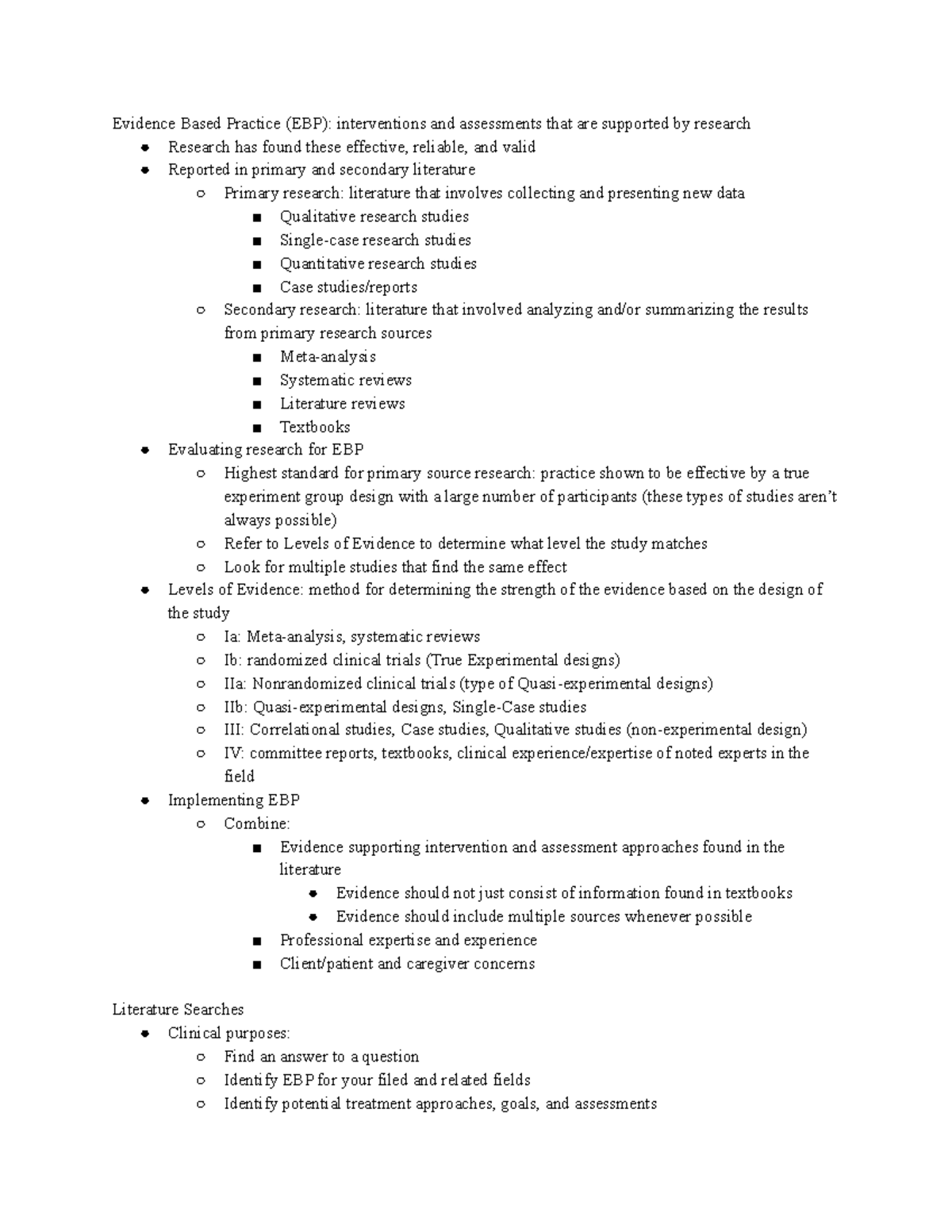 UNL SLPA 454 Notes - Evidence Based Practice (EBP): interventions and ...