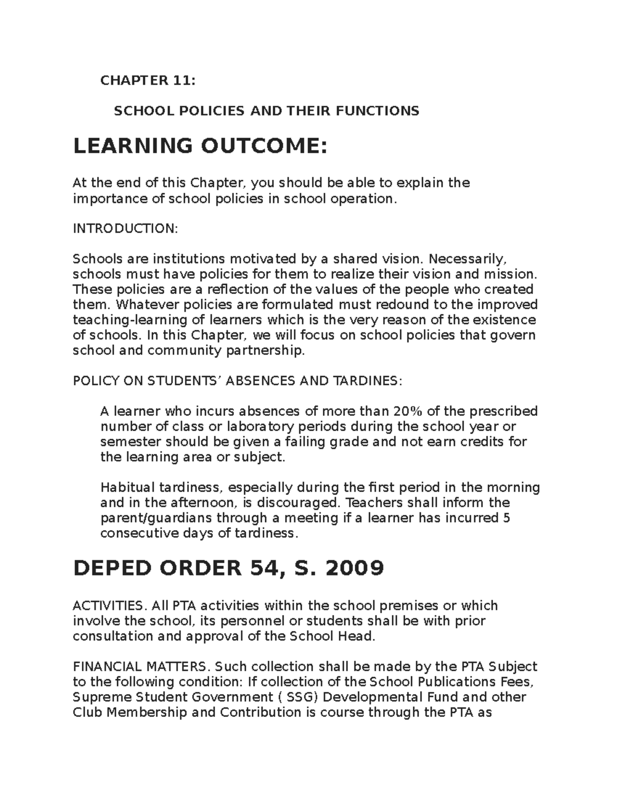 school-policies-and-their-functions-chapter-11-school-policies-and