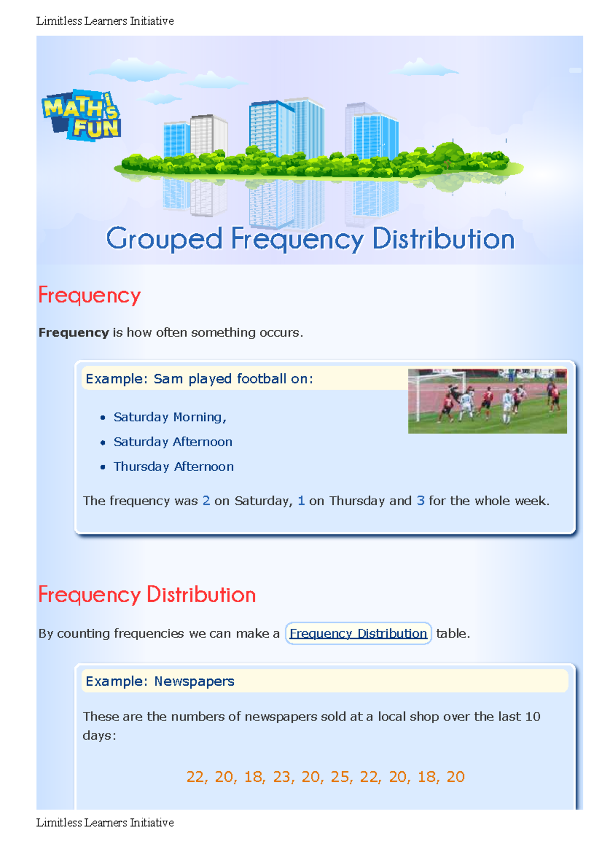 Statistics & Probability - Grouped Frequency DistributionGrouped ...