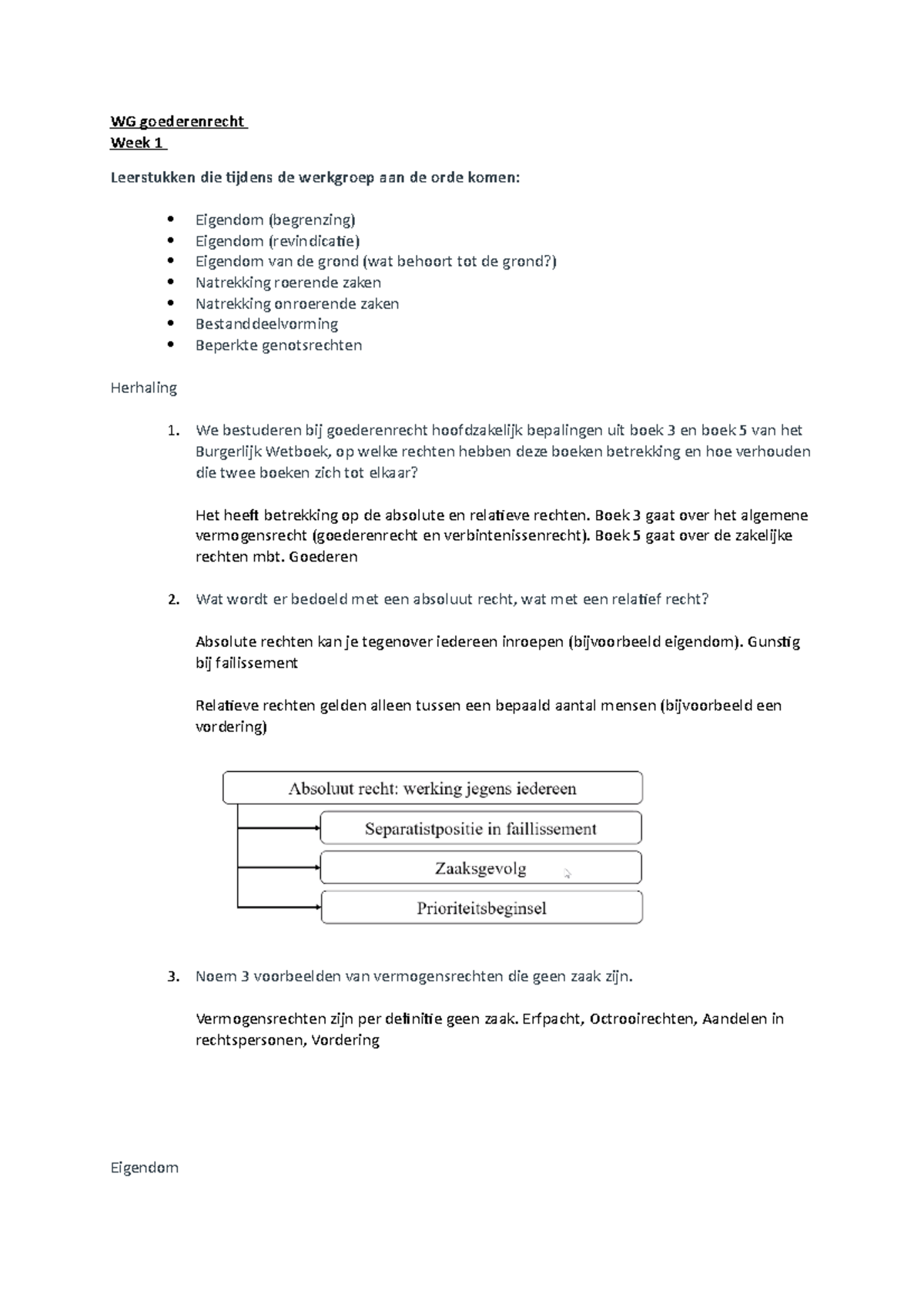 WG Goederenrecht - WG Goederenrecht Week 1 Leerstukken Die Tijdens De ...