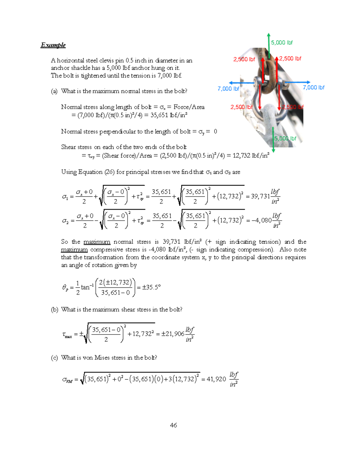 Mechanical Engineering-10 - Example A horizontal steel clevis pin 0 ...