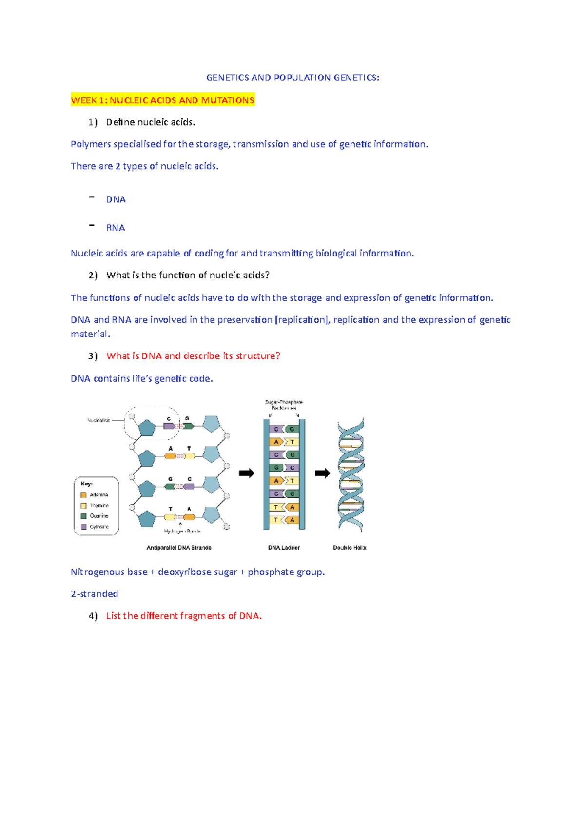 GP SELF TEST Questions - WEEK 1-2: GROSS AND CELLULAR STRUCTURE OF THE ...