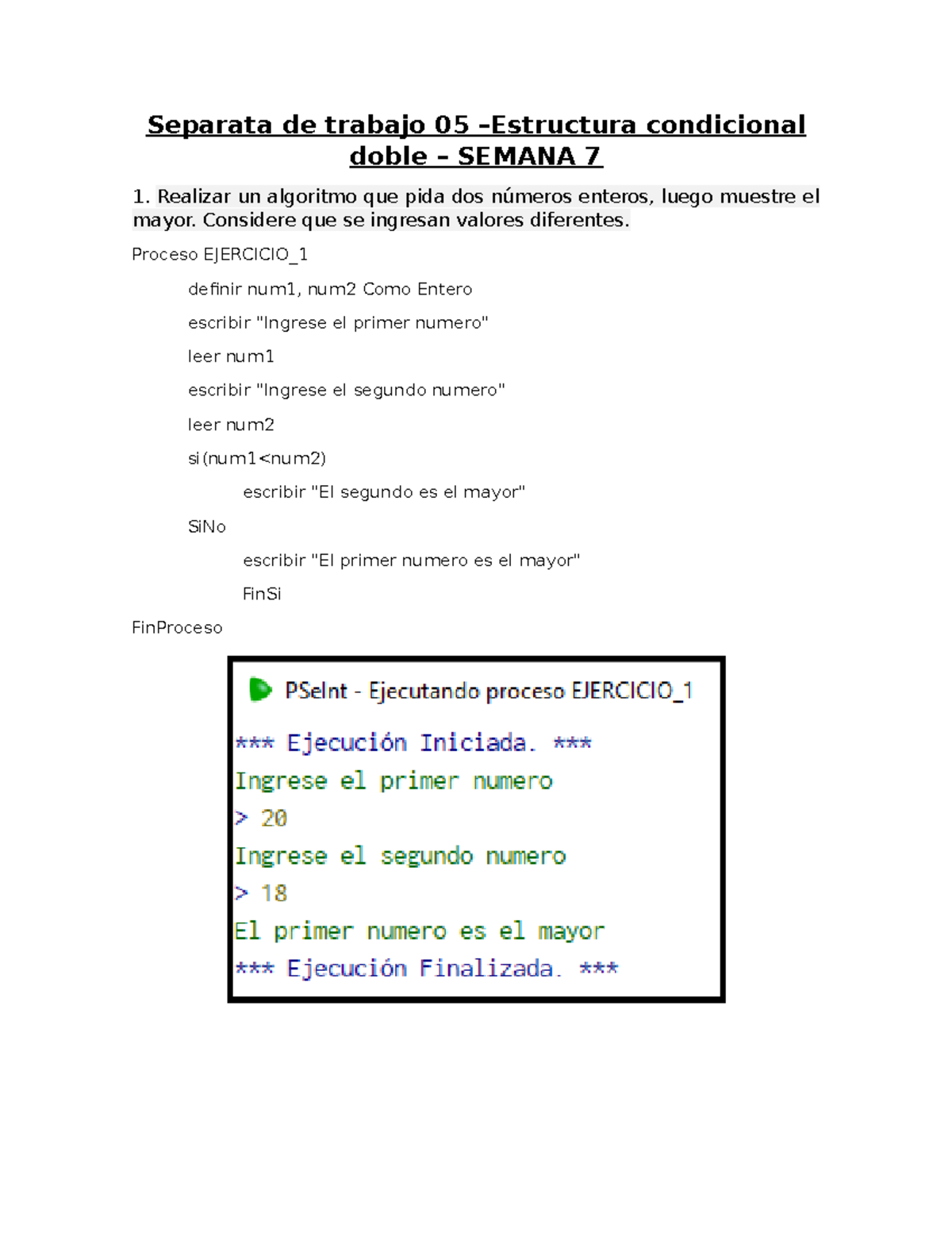 Tarea de la Semana 7 - Separata de trabajo 05 –Estructura condicional ...