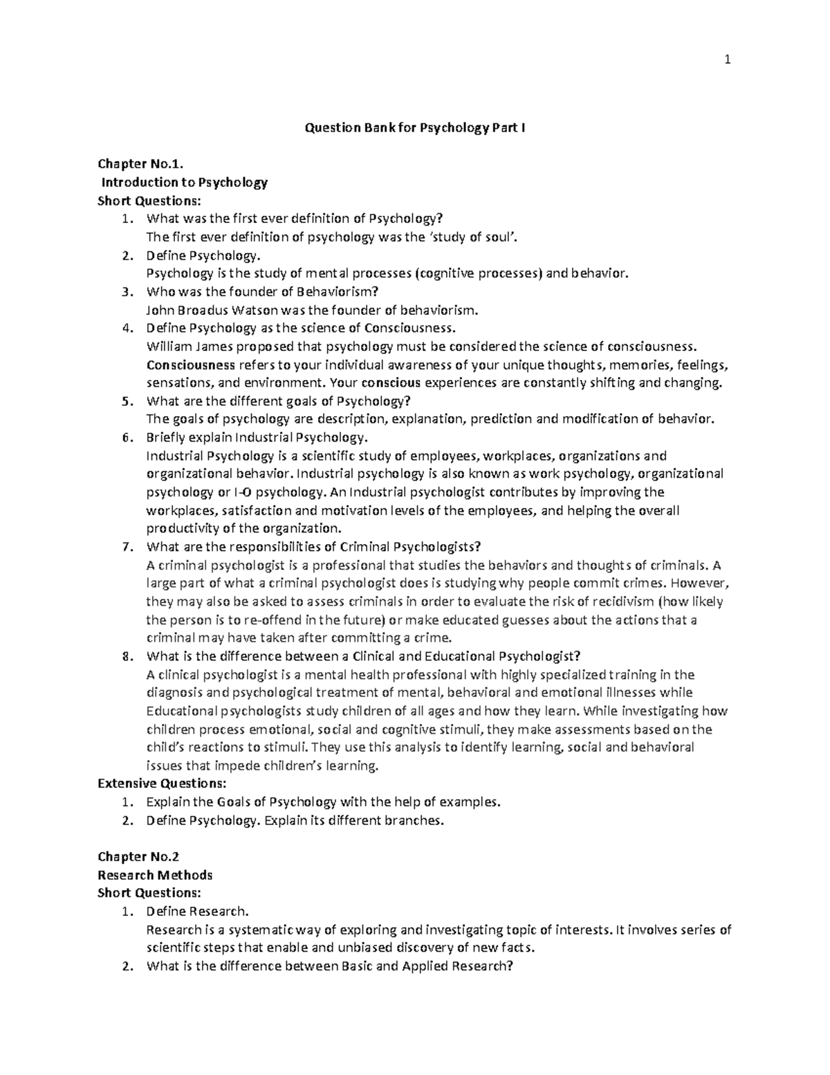 Question-Bank-PSYC-F.A-Part-I-1 - Question Bank for Psychology Part I ...