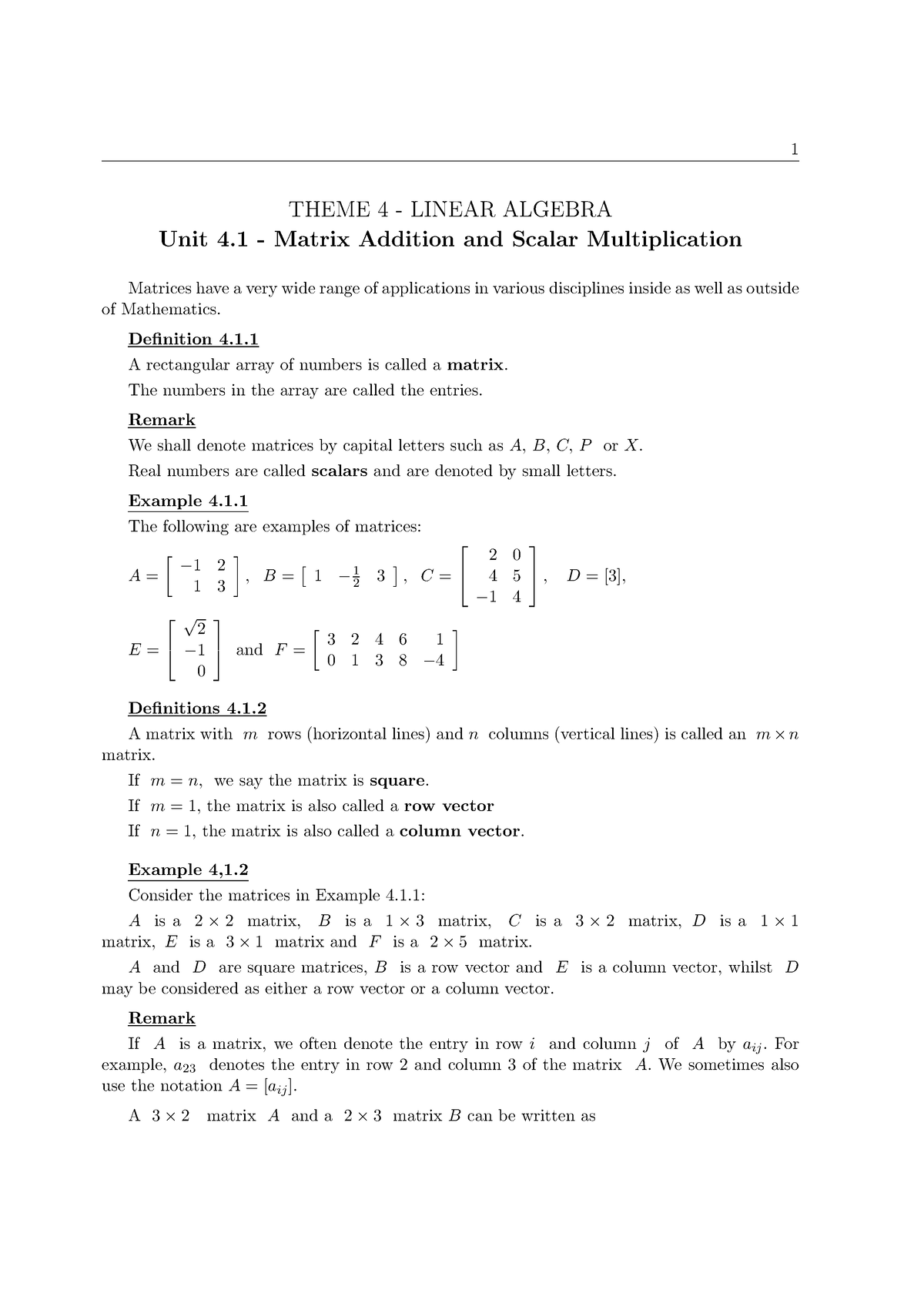 Theme 4 Linear Algebra - Assignment - THEME 4 - LINEAR ALGEBRA Unit 4 ...