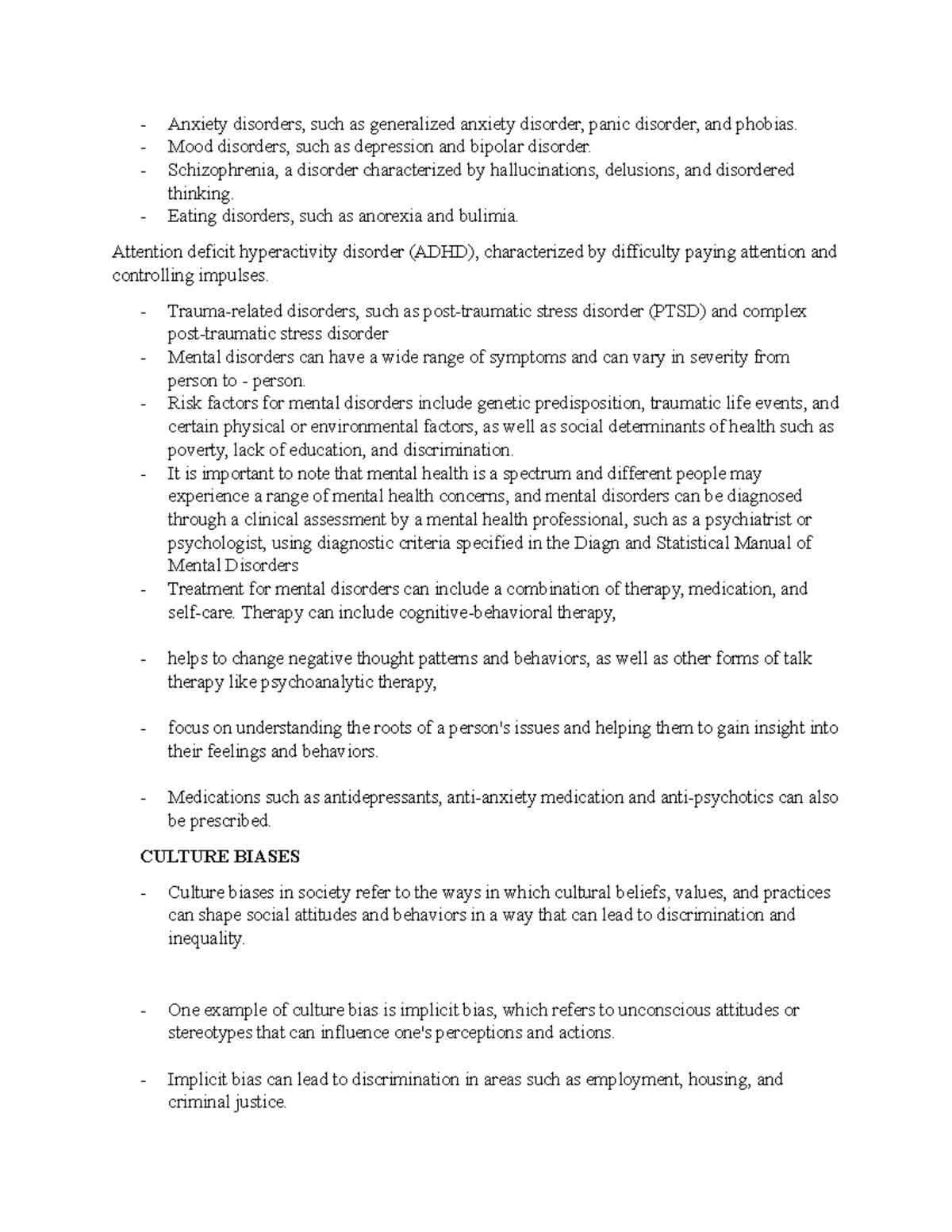 Sociology Principles Notes 4 Anxiety disorders, such as generalized