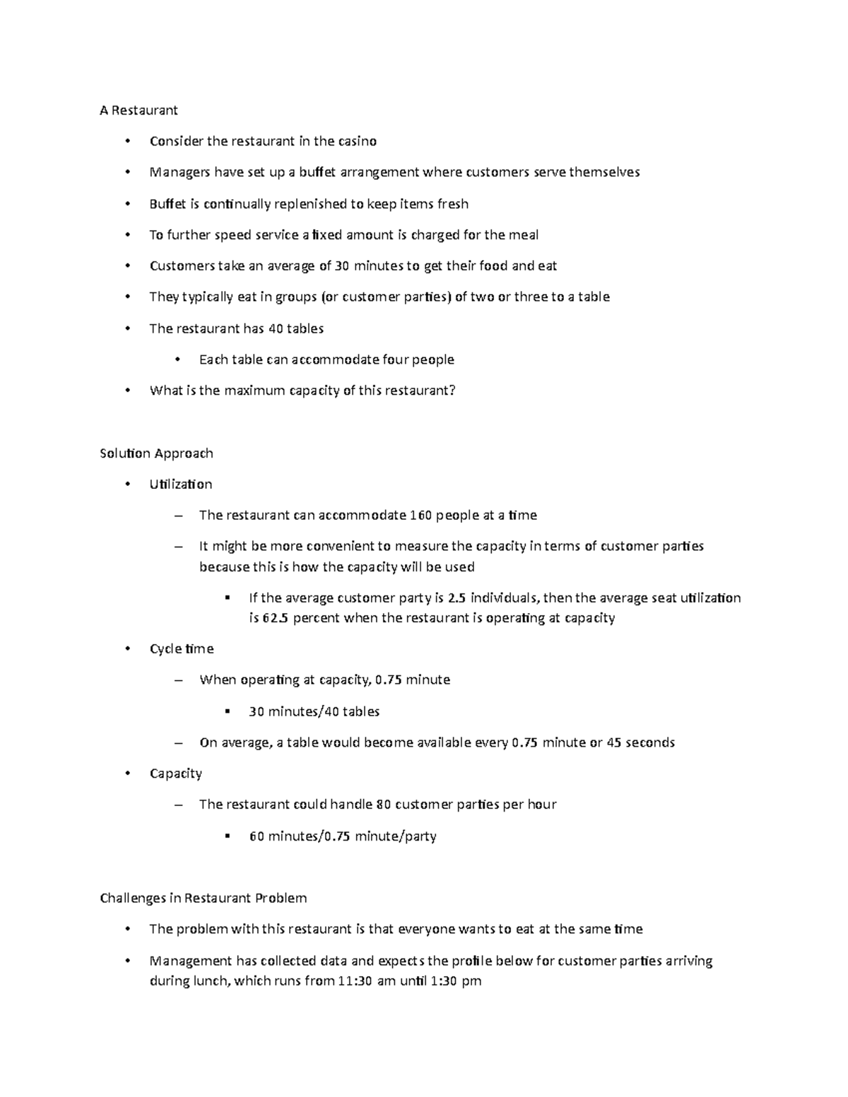 Lecture Notes 11 b - A Restaurant - Consider the restaurant in the ...