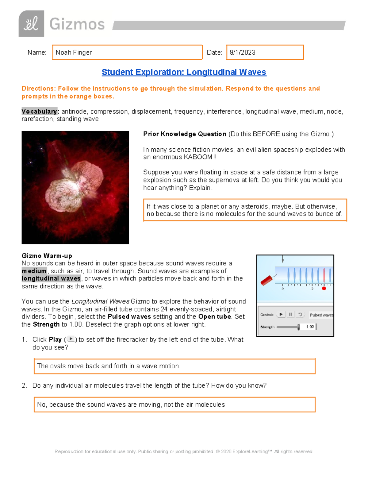 Noah Finger - Copy of Longitudinal Waves SE - Name: Noah Finger Date: 9 ...